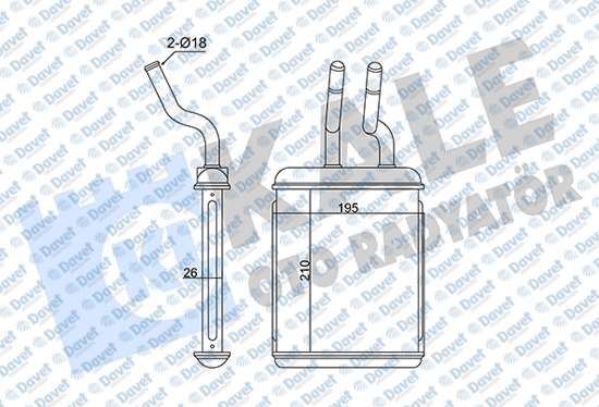 KALE 358560 Kalorifer Radyatoru Alfa Romeo 156 1.9/2.4jtd 1.6/2.0 16v 2.5 98>02  Gtv 2.0 V6 97> Spider 2.0ts 96> (Borulu) [Brazing Al/Al] [210x195x26]